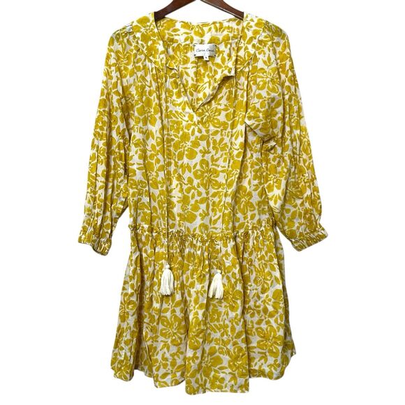 Cara Cara Ruffle Hem Mini Dress Women’s Small Yellow Cotton Resort Vacation Wear - Picture 6 of 12